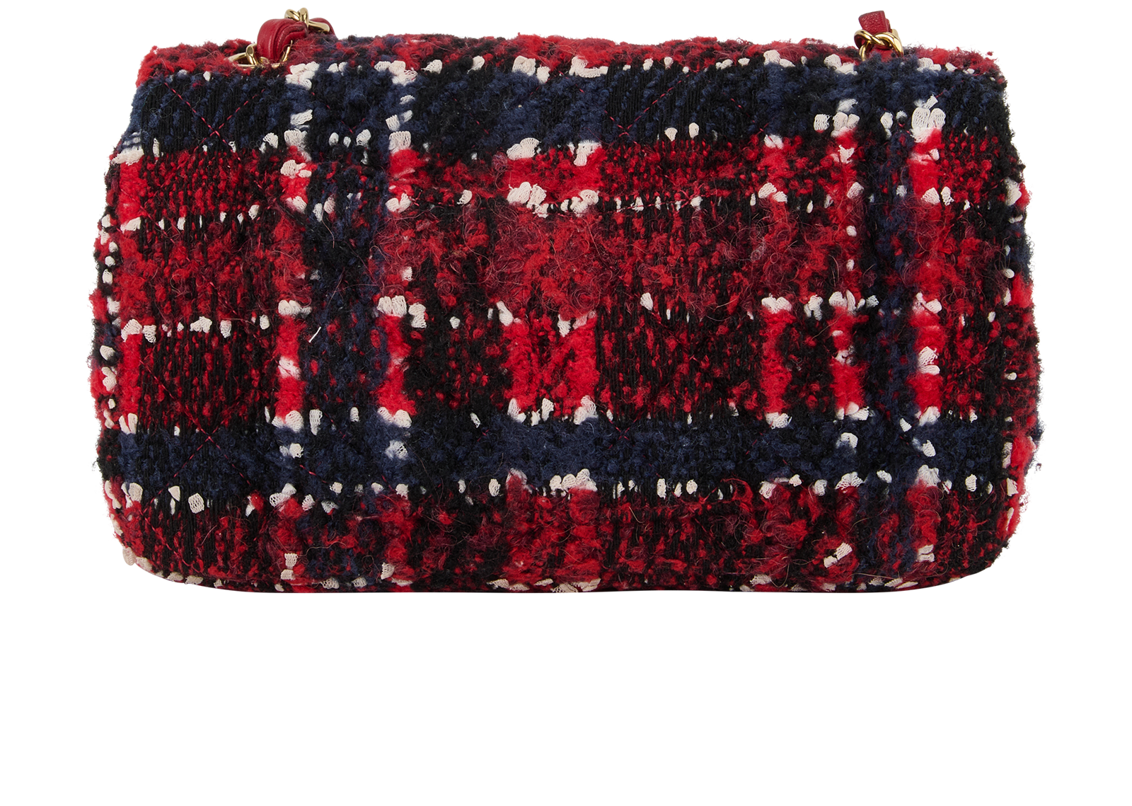 Mini Flap, &pound;2,650, Handbags, Blue/Red/White, Tweed, Back view